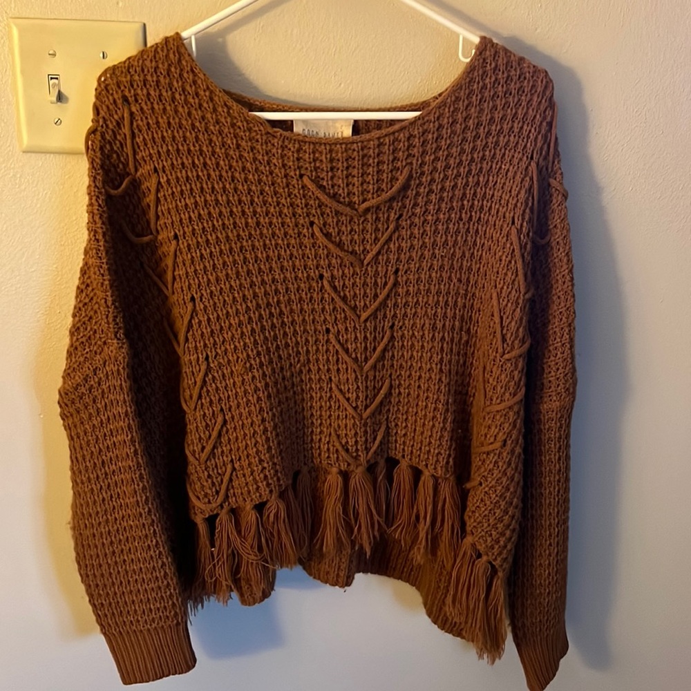 Cropped Fringe Sweater